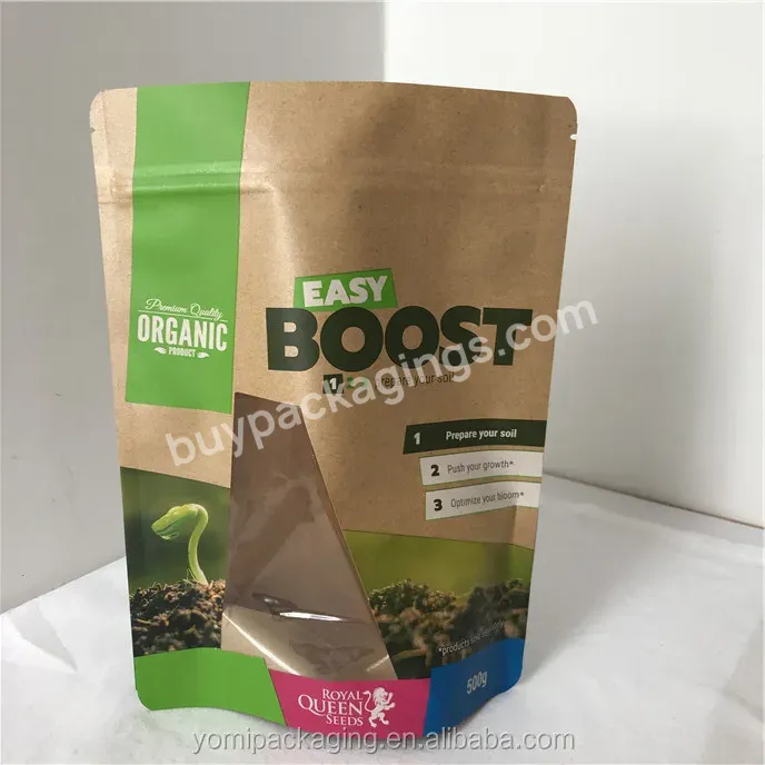 Hot Sale Wholesale Cheap Recycled Biodegradable Luxury Custom Kraft Paper Zipper Kraft Zipper Paper Bag With Window