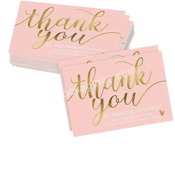 Hot Sale Wholesale Gold Customaized Pink Business Card Glossy Printing Thank You Cards Custom With Logo