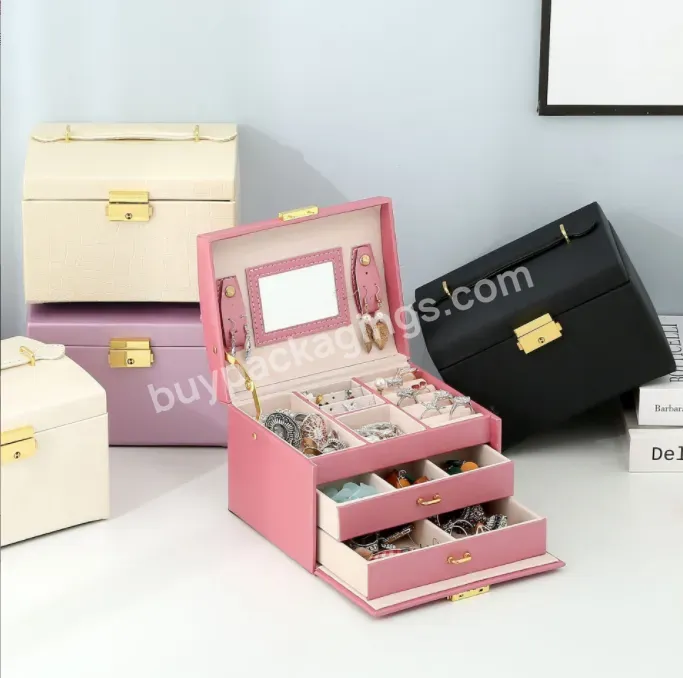 Hot Sale Women Girls Jewelry Storage Box Portable Travel Pu Leather Jewelry Gift Boxes