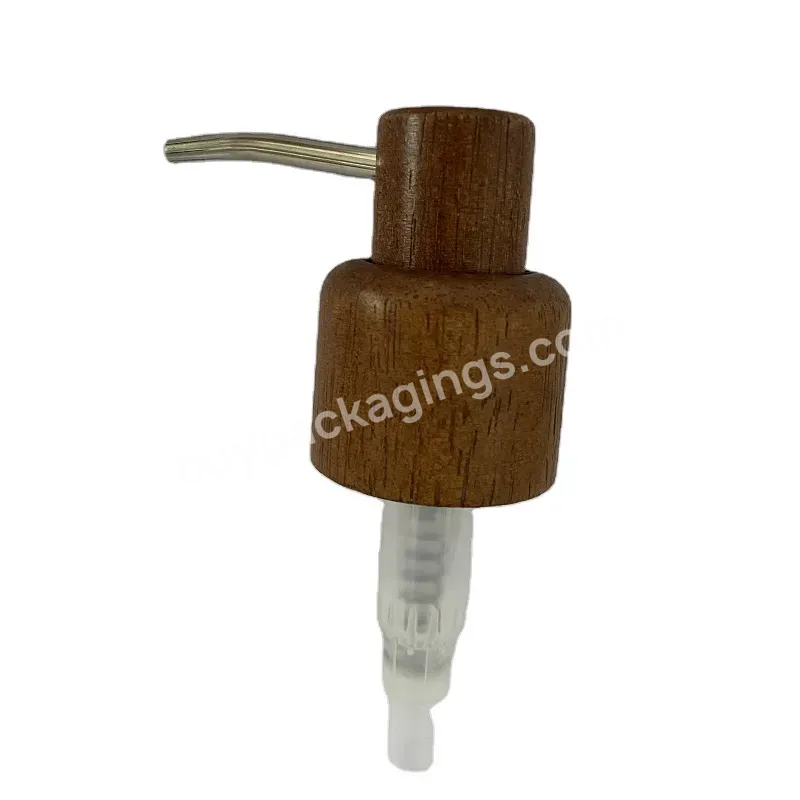 Hot Sale Wooden Lotion Pump With Metal Sprayer Nozzle 28/400 Hand Wash Gel Dispenser For Hotel