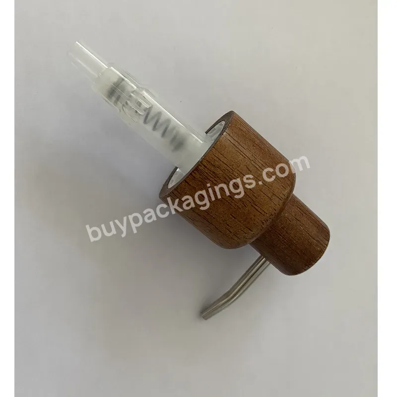 Hot Sale Wooden Lotion Pump With Metal Sprayer Nozzle 28/400 Hand Wash Gel Dispenser For Hotel