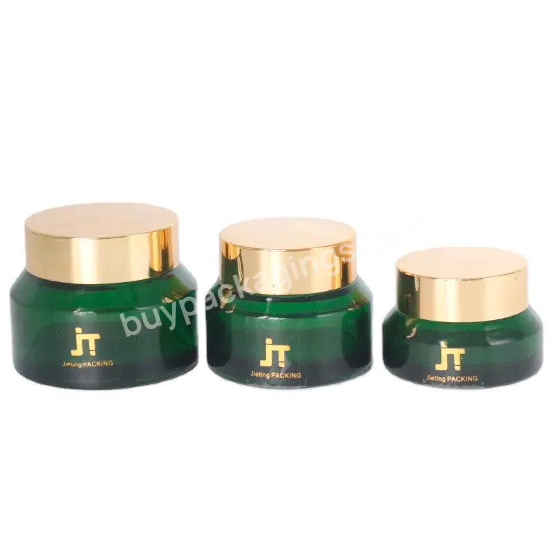 Hot Sales Custom Cosmetic Cream Green Glass Cosmetic Jar Packaging With Uv Lid