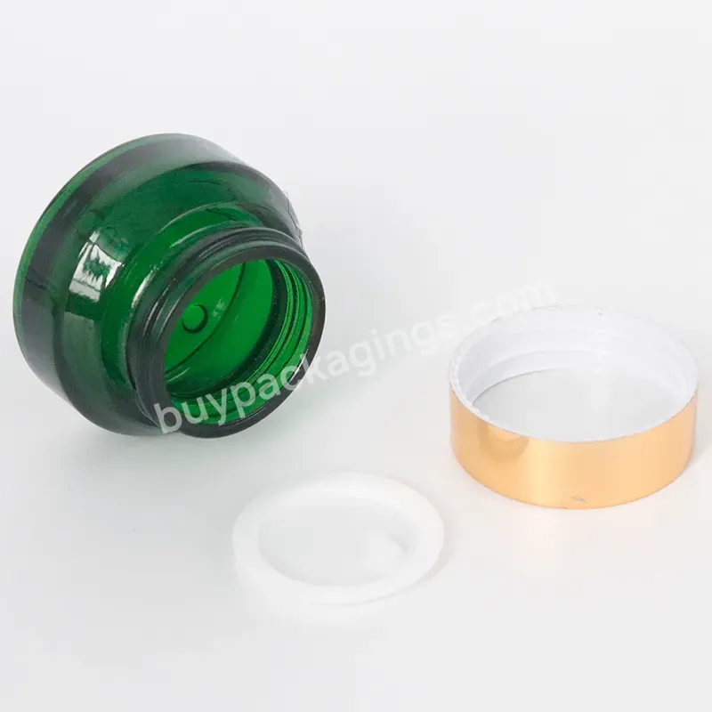 Hot Sales Custom Cosmetic Cream Green Glass Cosmetic Jar Packaging With Uv Lid - Buy Luxury Glass 50 Ml Cosmetic Jars Glass Jar Glass Cream Gar,Cosmetic Cream Jars,Clear Glass Cosmetics Cream Jars.