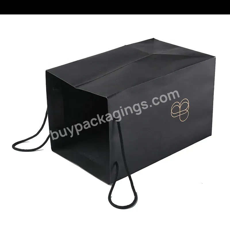 Hot Sales Custom High Quality Paper Shopping Packaging Art Paper Bag With Glossy Gold Logo And Rope Handle