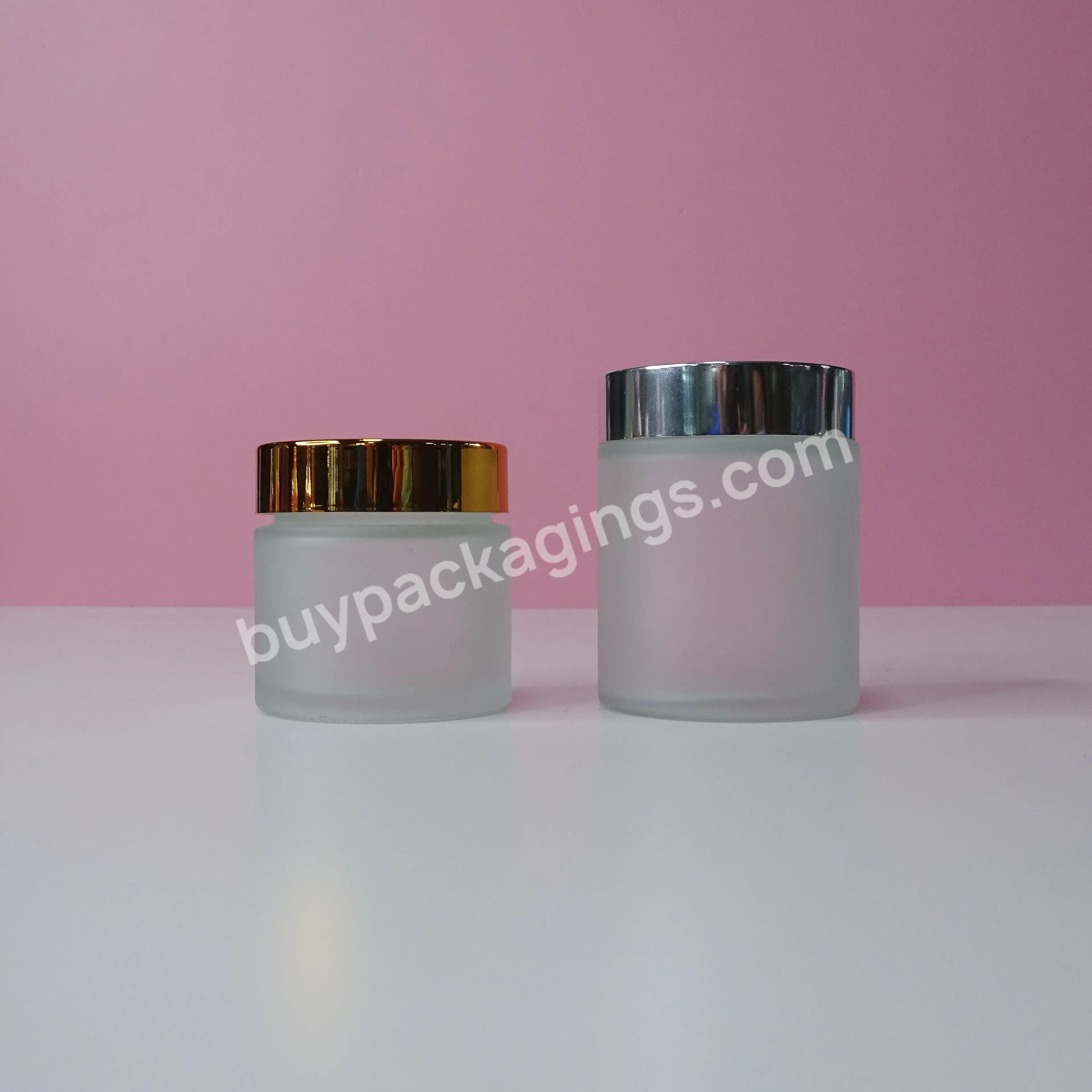 Hot Sales Custom Printing 0.5oz 1oz 2oz Cosmetic Packaging Glass Container Clear Frosted Hair Cream Body Scrub Jar