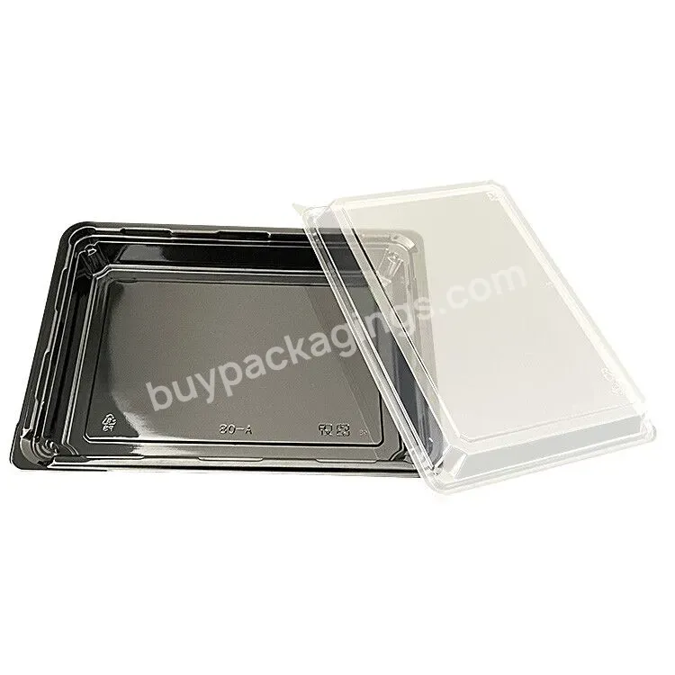 Hot Sales Disposable Blister Plastic Black Bottom Sushi Tray With Lid Packaging For Take Out Box