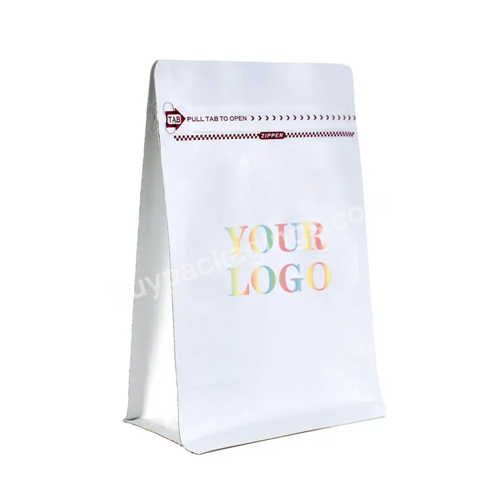 Hot Sales Eco Friendly Kraft Paper Bag Resealable Zipper Coffee Pet Food Packaging Flat Bottom Bag For Coffee