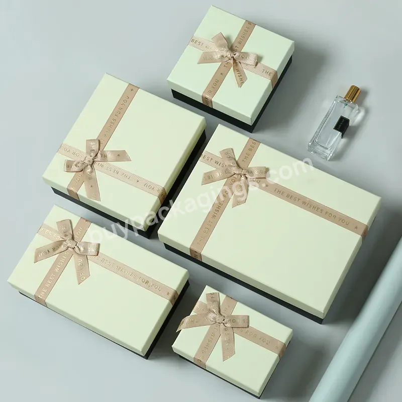 Hot Sales Set Exquisite Simple Beautiful Gift Box Heaven And Earth Cover Gift Bow Gift Box Luxury Paper Boxes