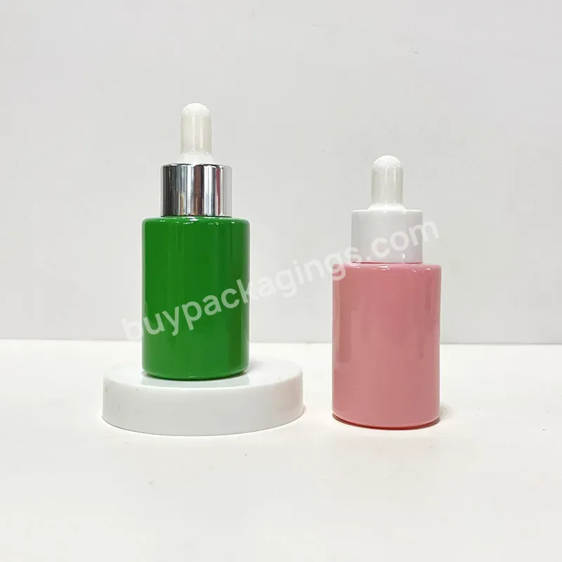 Hot Sell 10ml 20ml 30ml 50ml 100ml Green Flat Shoulder Frosted Glass Dropper Bottle Of Oil Glass Dropper Bottle With Lid