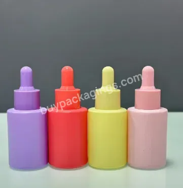 Hot Sell 10ml 20ml 30ml 50ml 60ml Customizable Pink Flat Shoulder Bottle Dropper Glass Skin Care Oil Glass Bottle With Lid