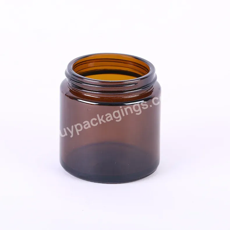 Hot Sell 250ml Straight Sided Jar Amber 8 Oz Glass Jar Cosmetic Brown Amber Glass Jar 100ml With Metal Golden Lids