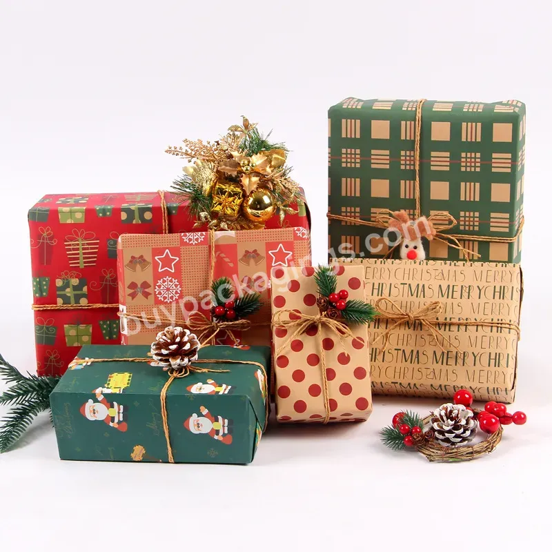 Hot Sell 50*70cm 80gsm Kraft Paper Christmas Gift Wrapping Paper For Xmas Gift Wrap