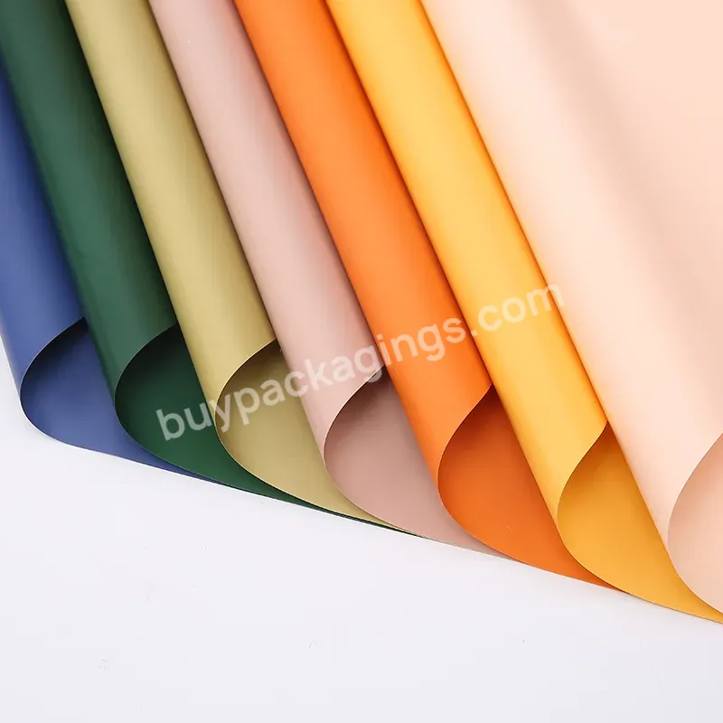 Hot Sell 58*58cm Waterproof Plastic Matte Surface Solid Color Flower Bouquet Wrapping Paper For Florist Wrapper