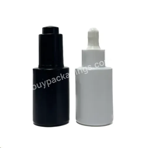 Hot Sell 5ml 15ml 20ml 30ml 50ml 100ml Essential Oil Serum Flat Shoulder Frosted Black Glass Dropper Bottle With Pipette