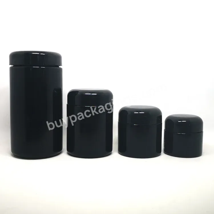 Hot Sell Black Light Avoid Round 5g 10g 15g 30g 50g 100g 200g 250g 500g Glass Cream Jar With Black Caps