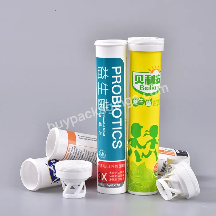 Hot Sell Effervescent Tablet Bottle With Silica Gel Milk Tablet Plastic Tube Packaging Tube With Spring Cover