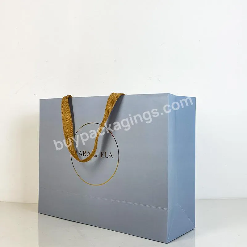 Hot Sell Luxury Black Gift Paper Bag Custom Printed Logo For Clothes Shopping Wedding Packaging With Ribbon Handles
