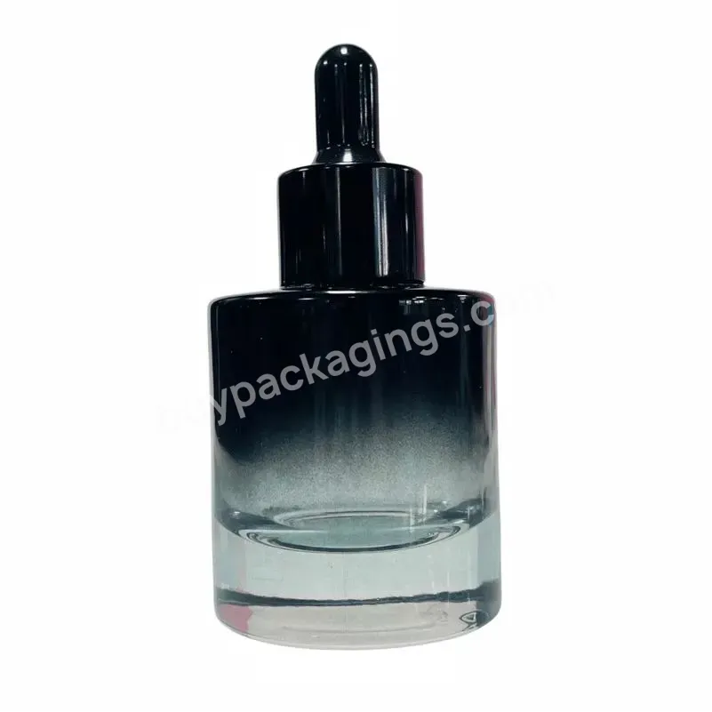 Hot Sell Oem Thick Bottom Glass Dropper Bottle Clear Flat Shoulder Essential Oil Serum Glass Bottle