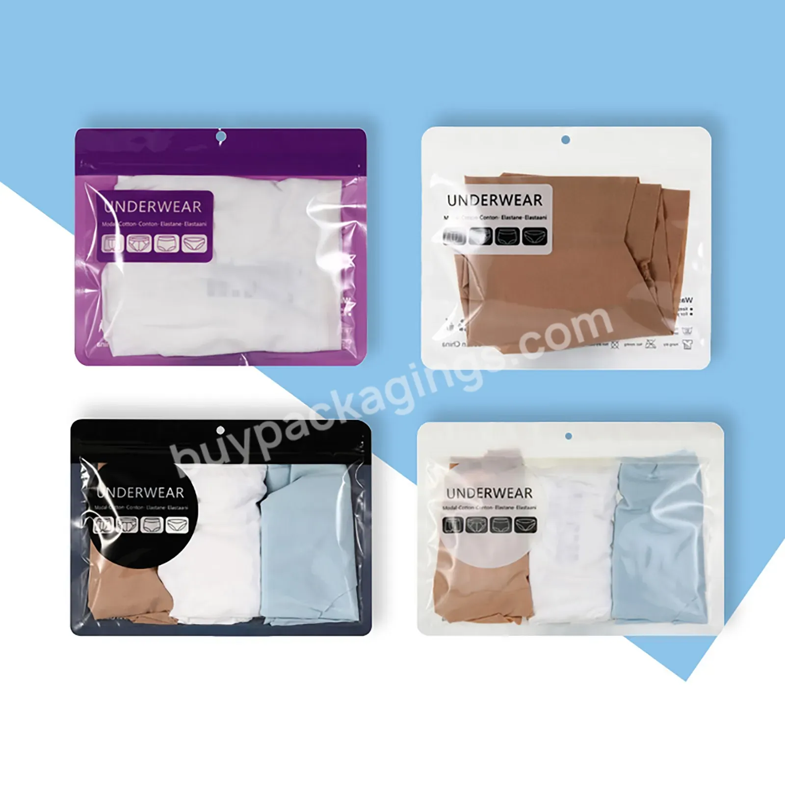 Hot-sell Self-sealing Soft Touch Bag With Translucent Window Ziplock Pouch Underwear Packaging