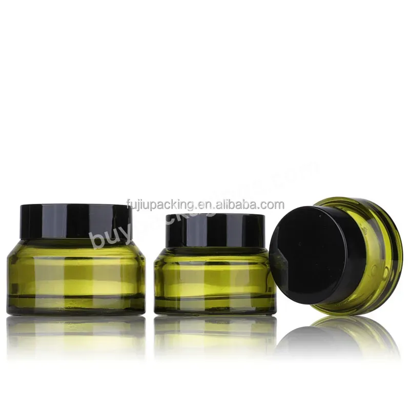 Hot Selling 15g 30g 50g Cobalt Green Glass Jar For Cosmetic Packaging Glass Face Cream Jars