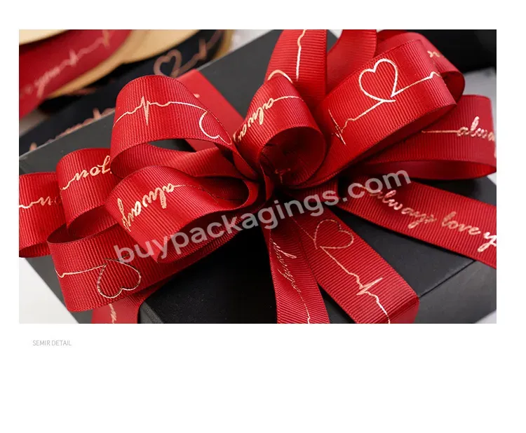 Hot Selling 2.5cm*45yard Polyester Ribbon Roll Pure Color Grosgrain Ribbon With Gold Stamping Printed