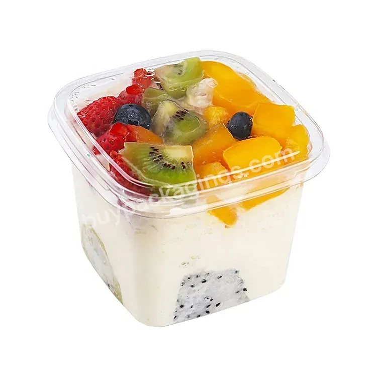 Hot Selling 350ml/400ml Fruit Pudding Yogurt Ice Cream Tall Transparent Cake Box Transparent Square Cake Box With Lid