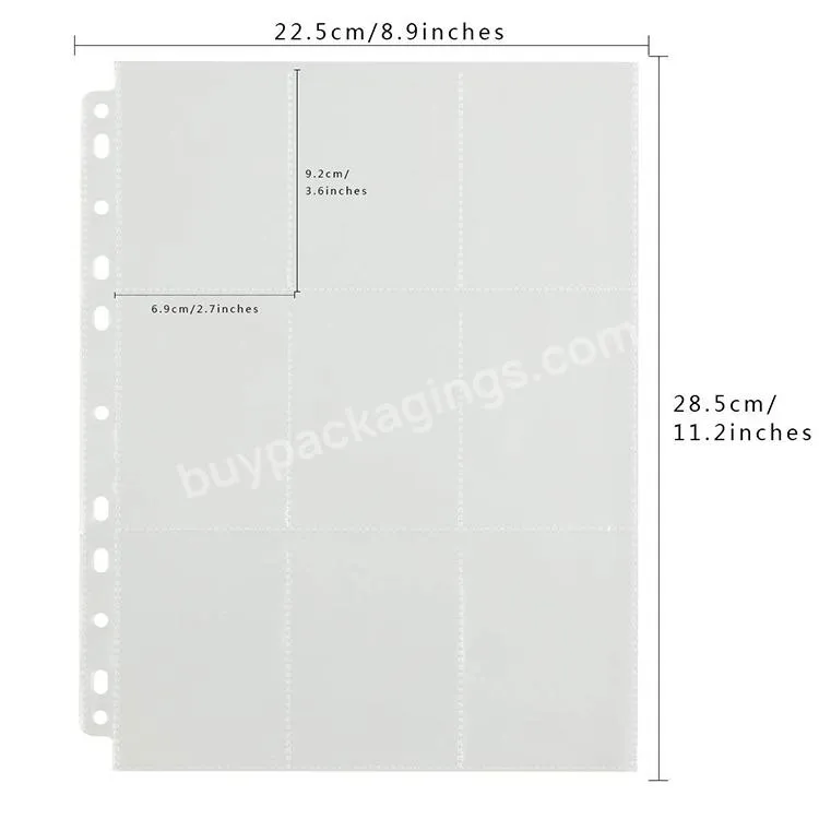 Hot Selling 9 Pockets Black Folders Custom Printed Trading Clear Plastic Cards Sleeves Plastic Document Folder