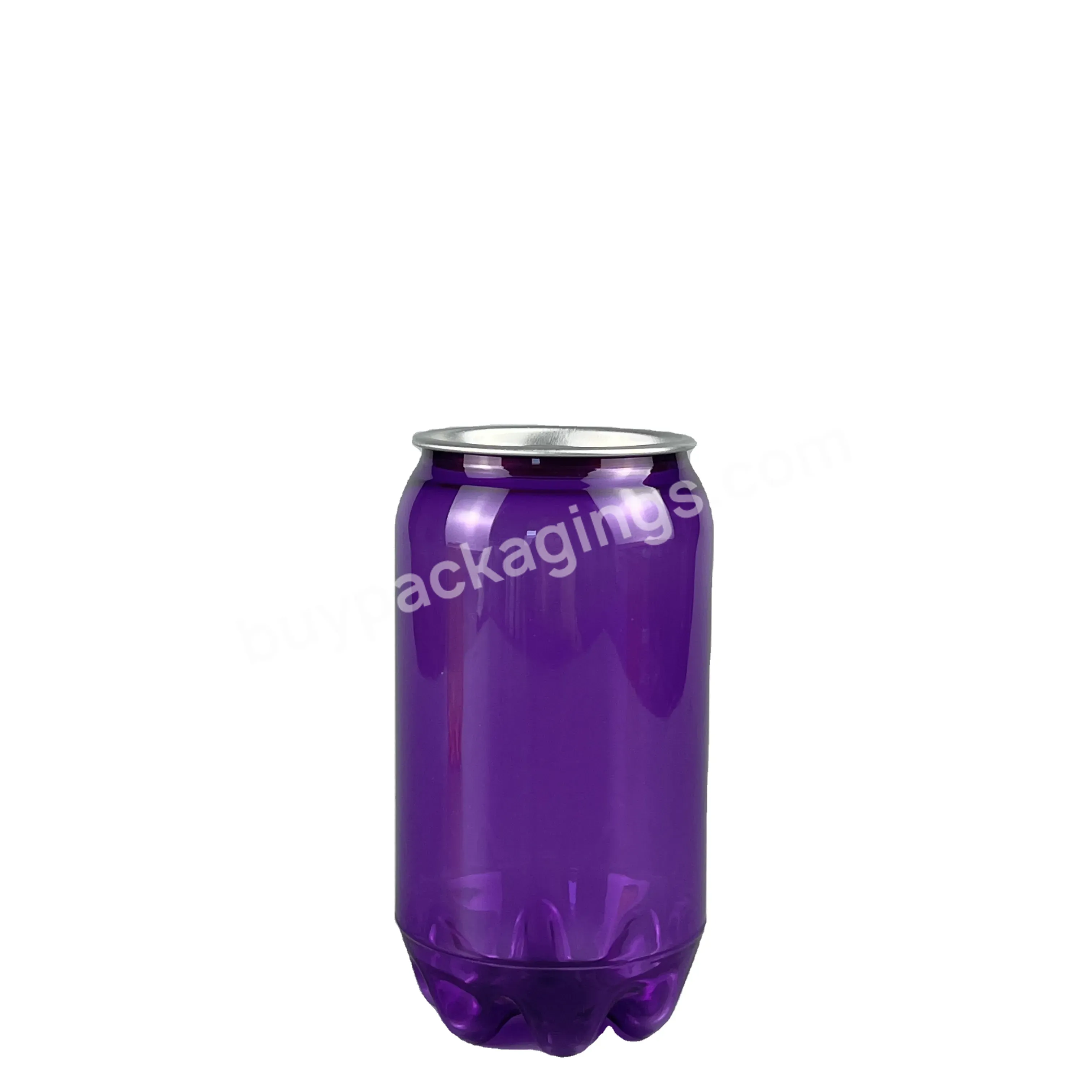 Hot Selling Beverage Bottle Transparent Plastic Aluminum Customized Pet Can Plastic Drink Cans With Aluminum Caps Wholesale