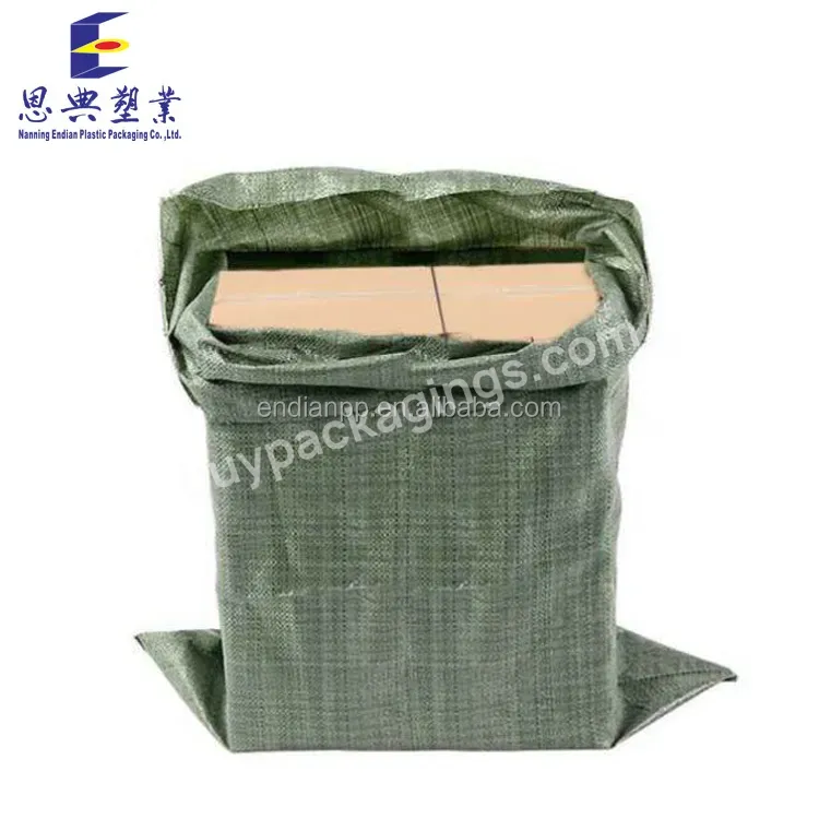 Hot Selling Cheap Price 50kg Pp Woven Sand Bag Custom Pp Woven Livestock Feed Bag Grey Green Color Pp Logistics Packaging Bags