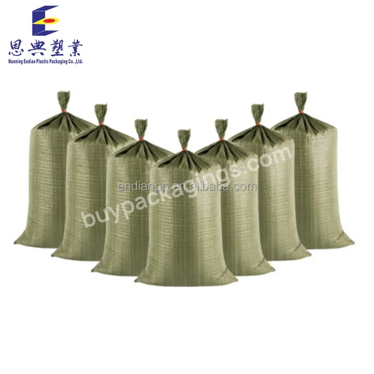 Hot Selling Cheap Price 50kg Pp Woven Sand Bag Custom Pp Woven Livestock Feed Bag Grey Green Color Pp Logistics Packaging Bags