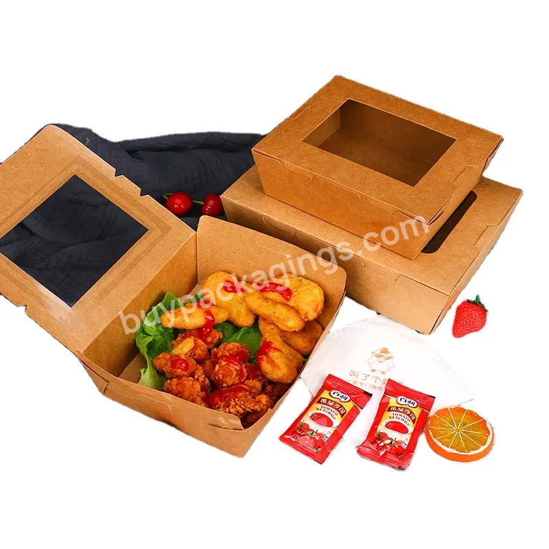 Hot Selling Cheap Takeaway Food Packaging Kraft Paper Boxes Custom Window Water Proof Paper Box