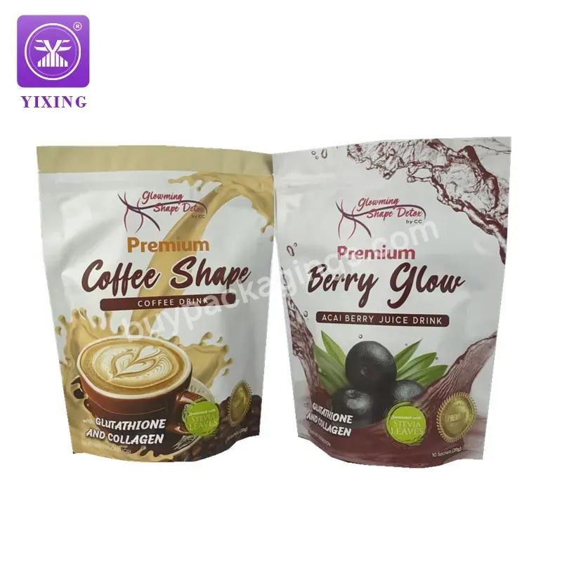 Hot Selling Coffee Milk Tea Drink Sachet Aluminum Foil Food Stand Up Pouch Packaging Bag With Zipper