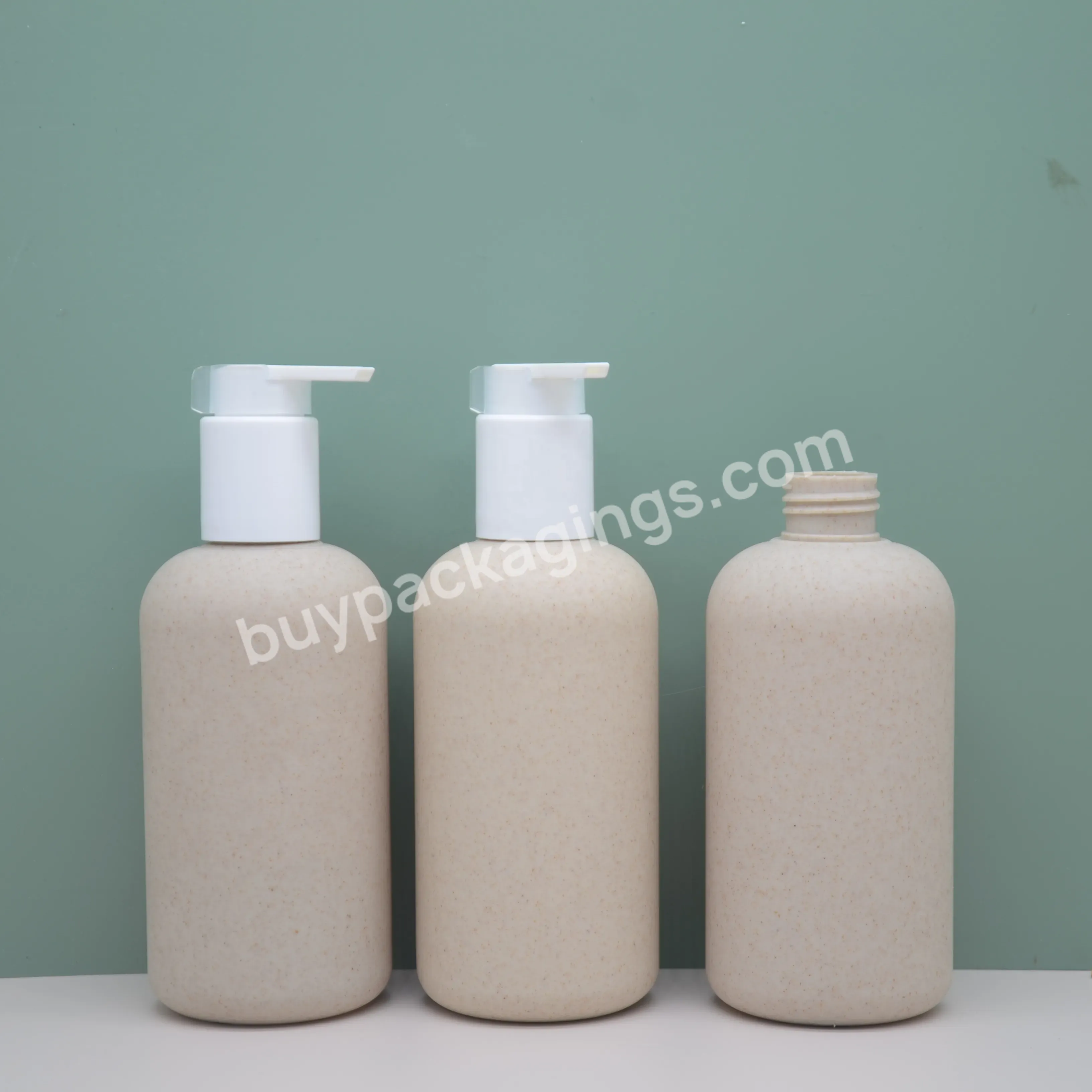 Hot Selling Cosmetic Shampoo Shower Gel Empty Container Press Biodegradable Eco-friendly Wheat Straw Lotion Pump Bottle