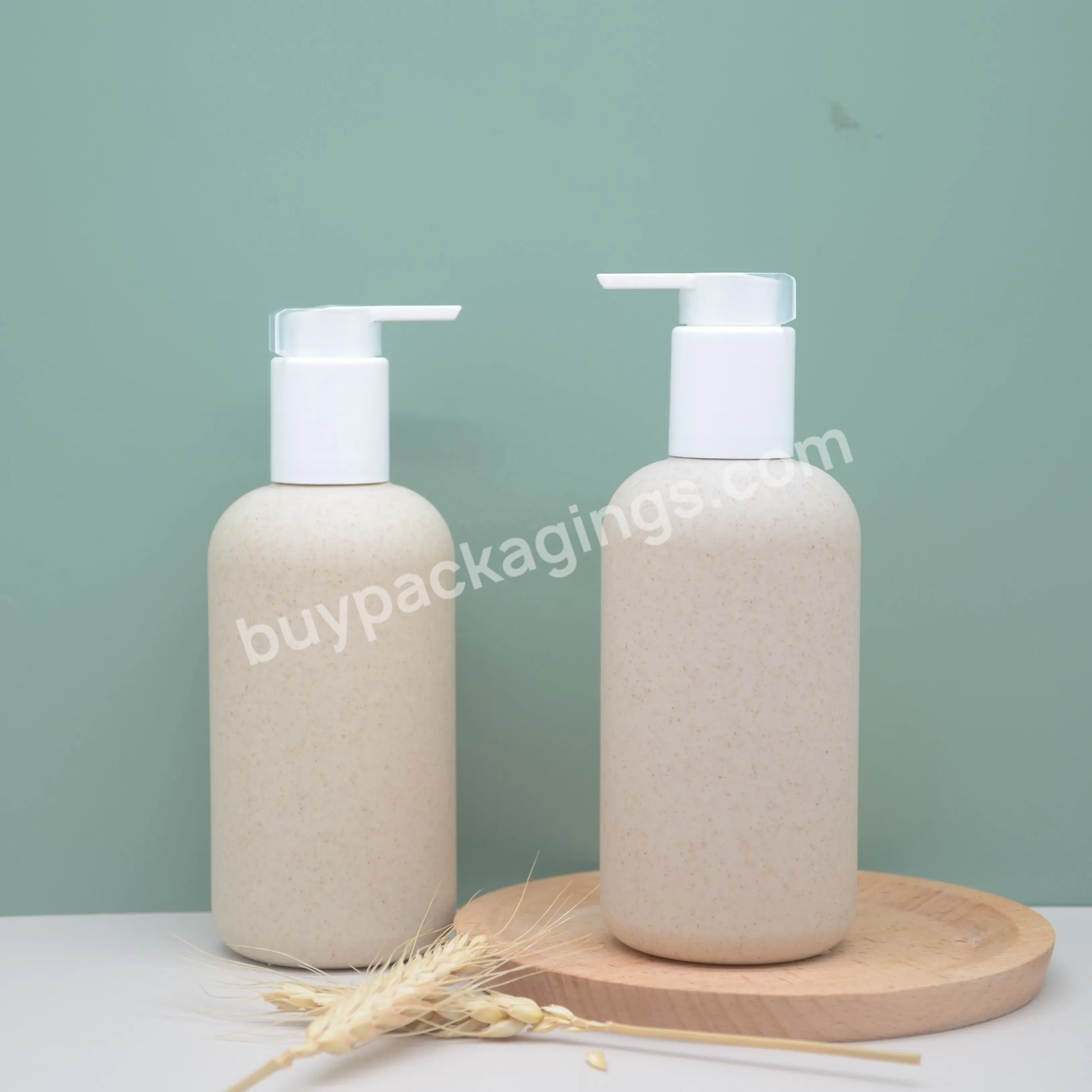 Hot Selling Cosmetic Shampoo Shower Gel Empty Container Press Biodegradable Eco-friendly Wheat Straw Lotion Pump Bottle