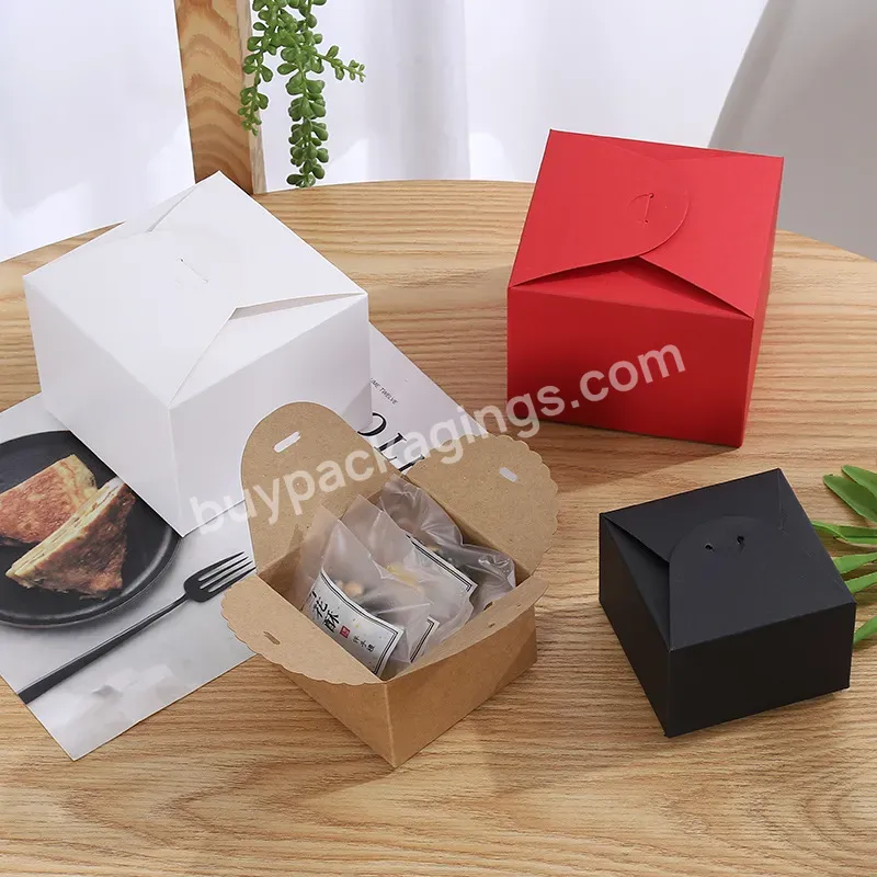 Hot Selling Creative Square Snack Box Brown Paper Cake Boxes Customizable Cookie Packing Box