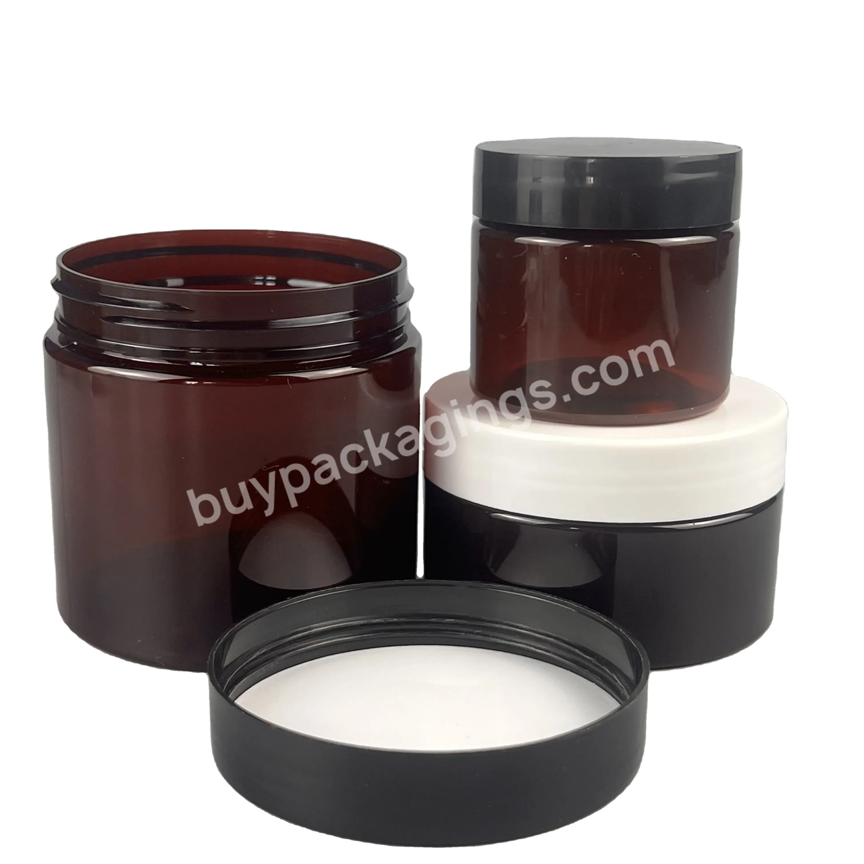 Hot Selling Custom 100ml 200ml 250ml Empty Amber Color Pet Plastic Jar With Aluminum/plastic Cap Manufacturer/wholesale