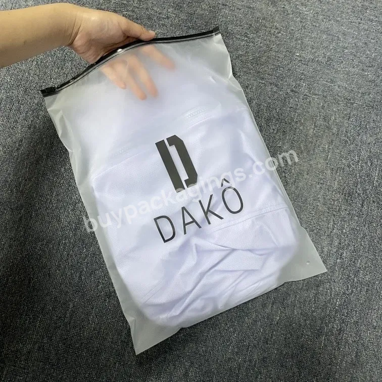 Hot Selling Customized Logo And Size Printing Frosted Zipper Bag Resealable Clothes Packaging