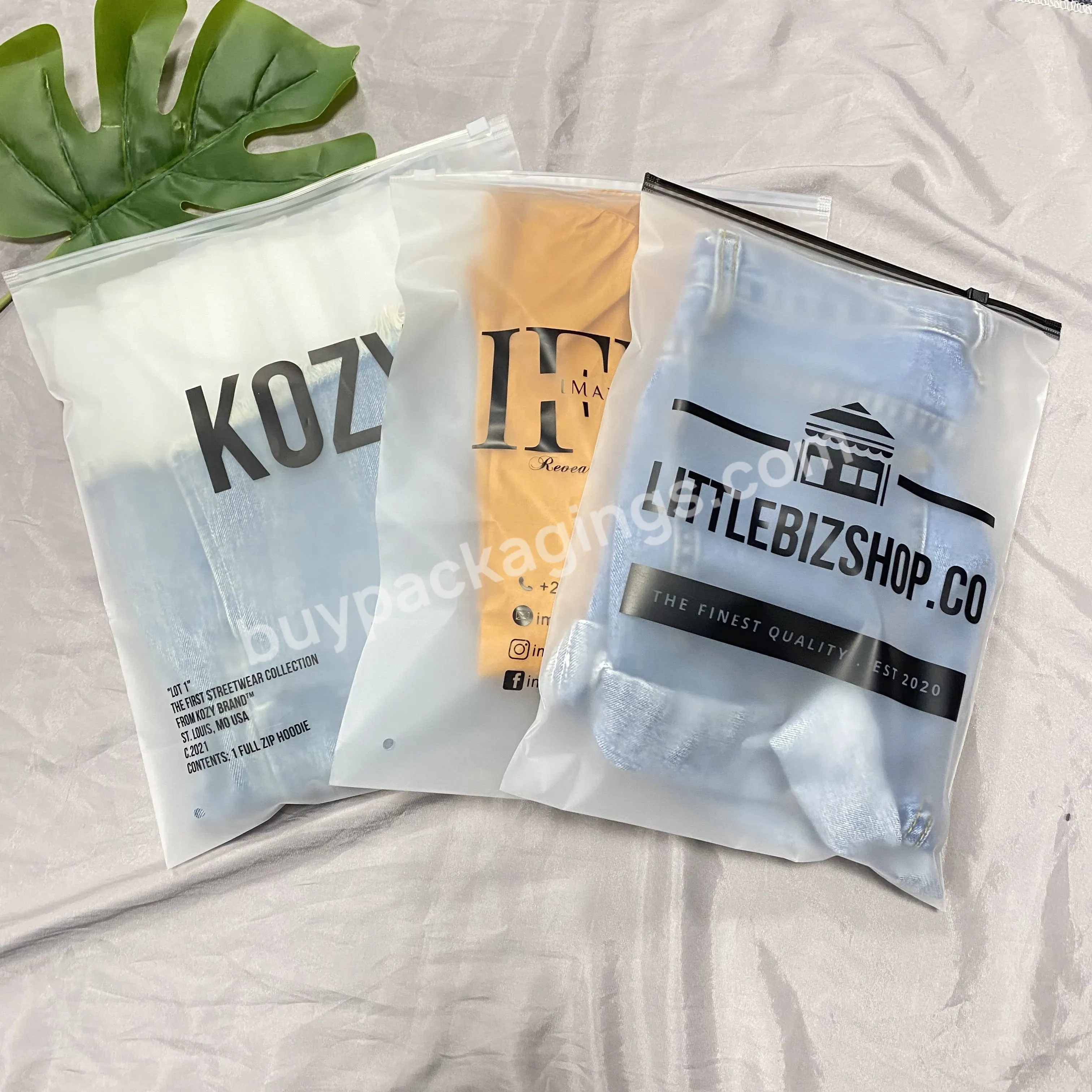 Hot Selling Customized Logo Printing Various Colors Logo Frosted Zipper Bag Resealable Clothes Packaging Bag Recycle Bags