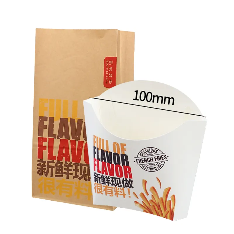 Hot Selling Customized Small Bread Take Away Eco Kraft Paper Chicken Fast Food Burger French Fries Bag