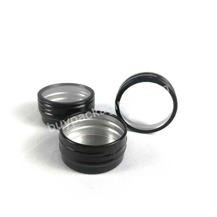 Hot Selling Empty Aluminum Container Tin Metal Can Matte Black Aluminum Cream Jar With Window Lid