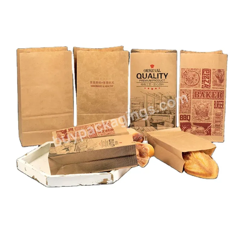 Hot Selling Food Packaging Take-away Greaseproof Bags Custom Square Base Kraft Paper Bags