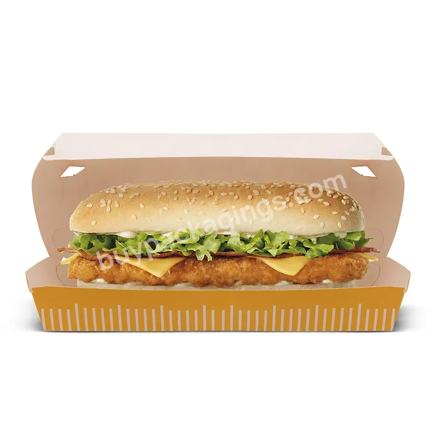 Hot Selling Hamburger Paper Box Biodegradable Burger Snack Box Rectangular Hot Dog Box