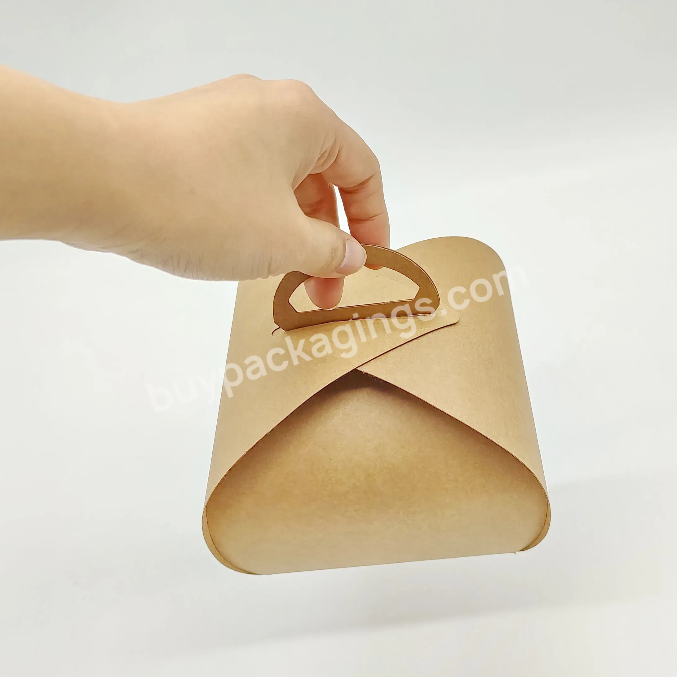 Hot Selling Individual Cake Packing Box Handle Piece Portable Recycle Cake Box For Food