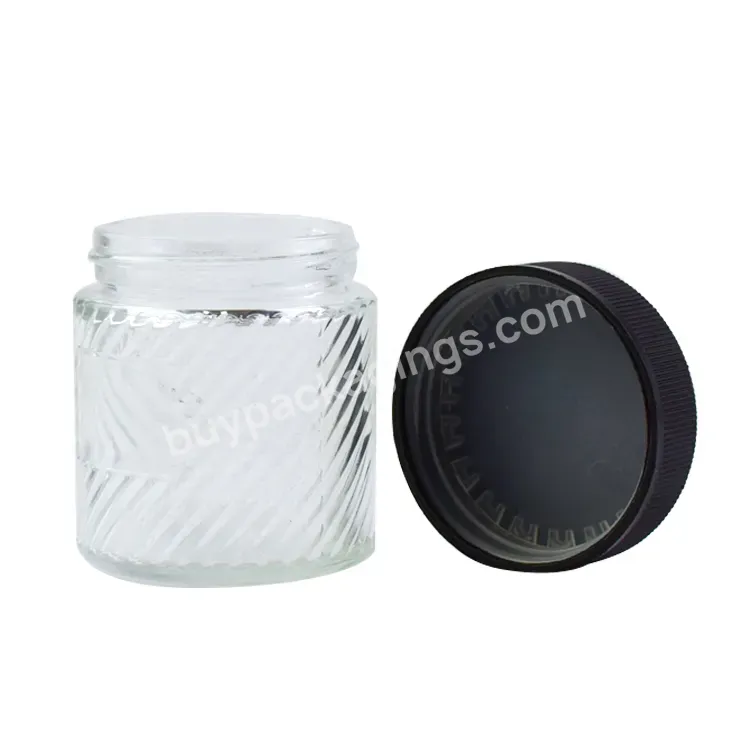 Hot Selling Label Stamping 2 Oz 3 Oz 4 Oz Child Resistant Glass Jar With Child Proof Lid - Buy 2oz 3 Oz 4 Oz Storage Transparent Ripple Glass Jar,Plastic Or Wooden Cr Lid Magnifying Mag Glass Jar,3.5g Storage Transparent Magnifying Glass Jar Stash Co