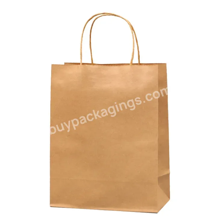 Hot Selling Large Capacity Custom Printed Logo Design Kraft Paper Bag With Flat Cotton String For Packing Food/clothing