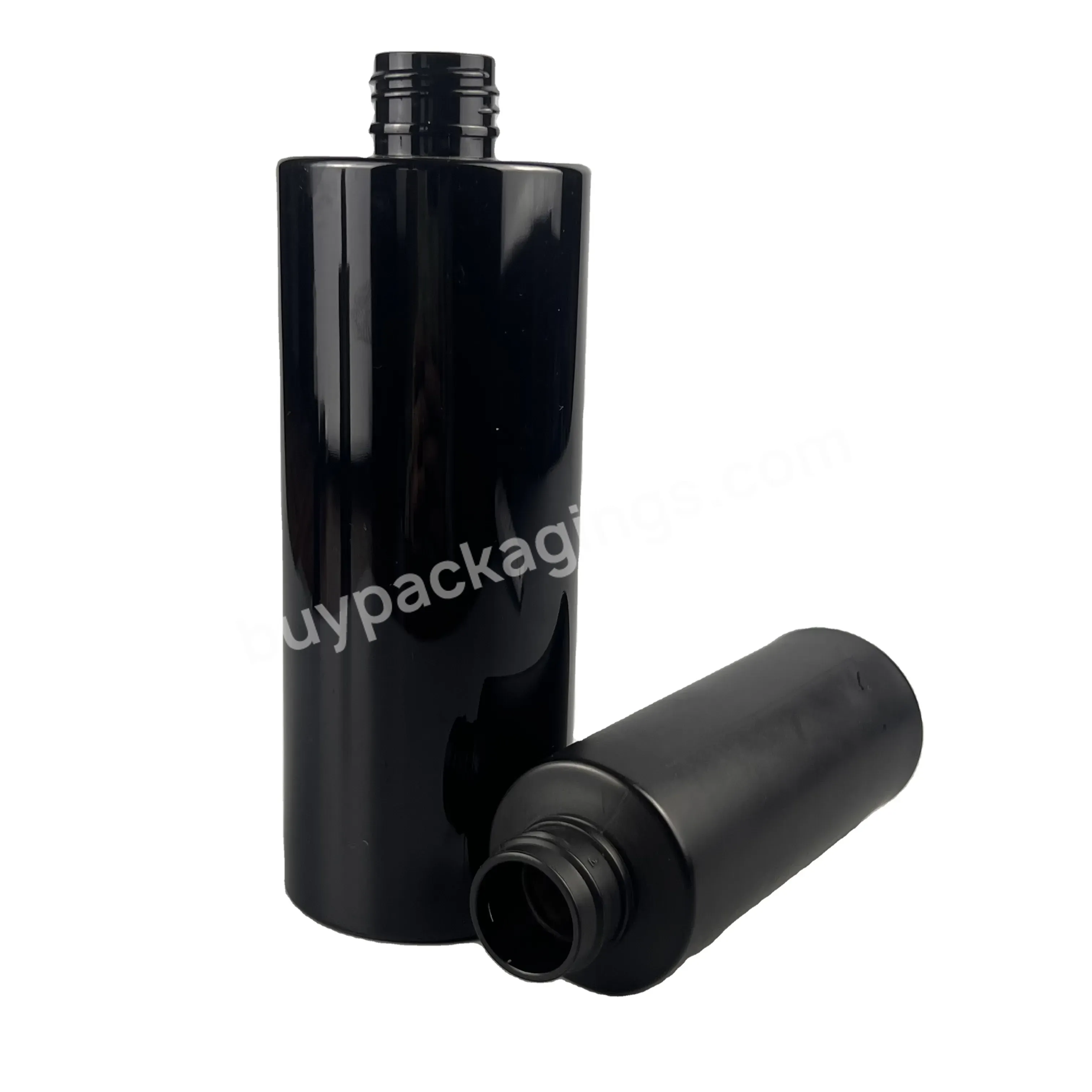 Hot Selling Matte Shiny Custom 200ml 250ml Pet Black Bottle Cylinder Shape Plastic Bottle With Cap Manufacturer/wholesale