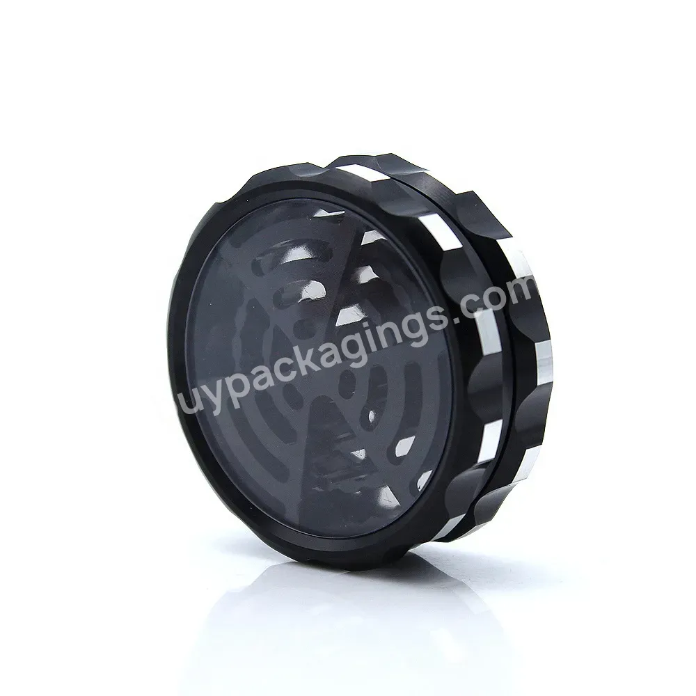 Hot Selling New 63mm 2 Layer Aluminum Alloy Smoking Grinder Through The Window Wifi Pattern Metal Grinder
