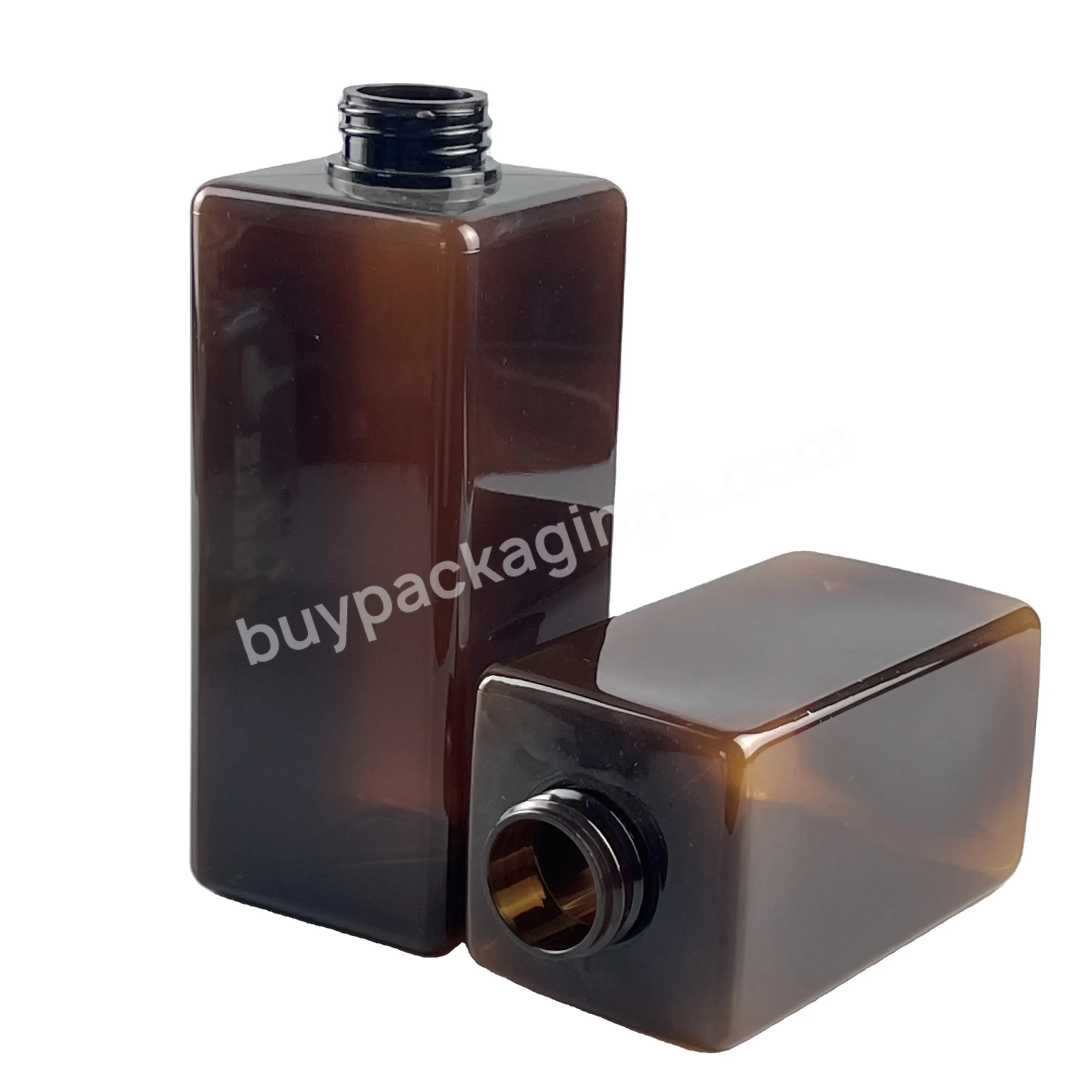 Hot Selling Oem Amber Square Shape 500ml Empty Pet Lotion Pump Bottle Manufacture