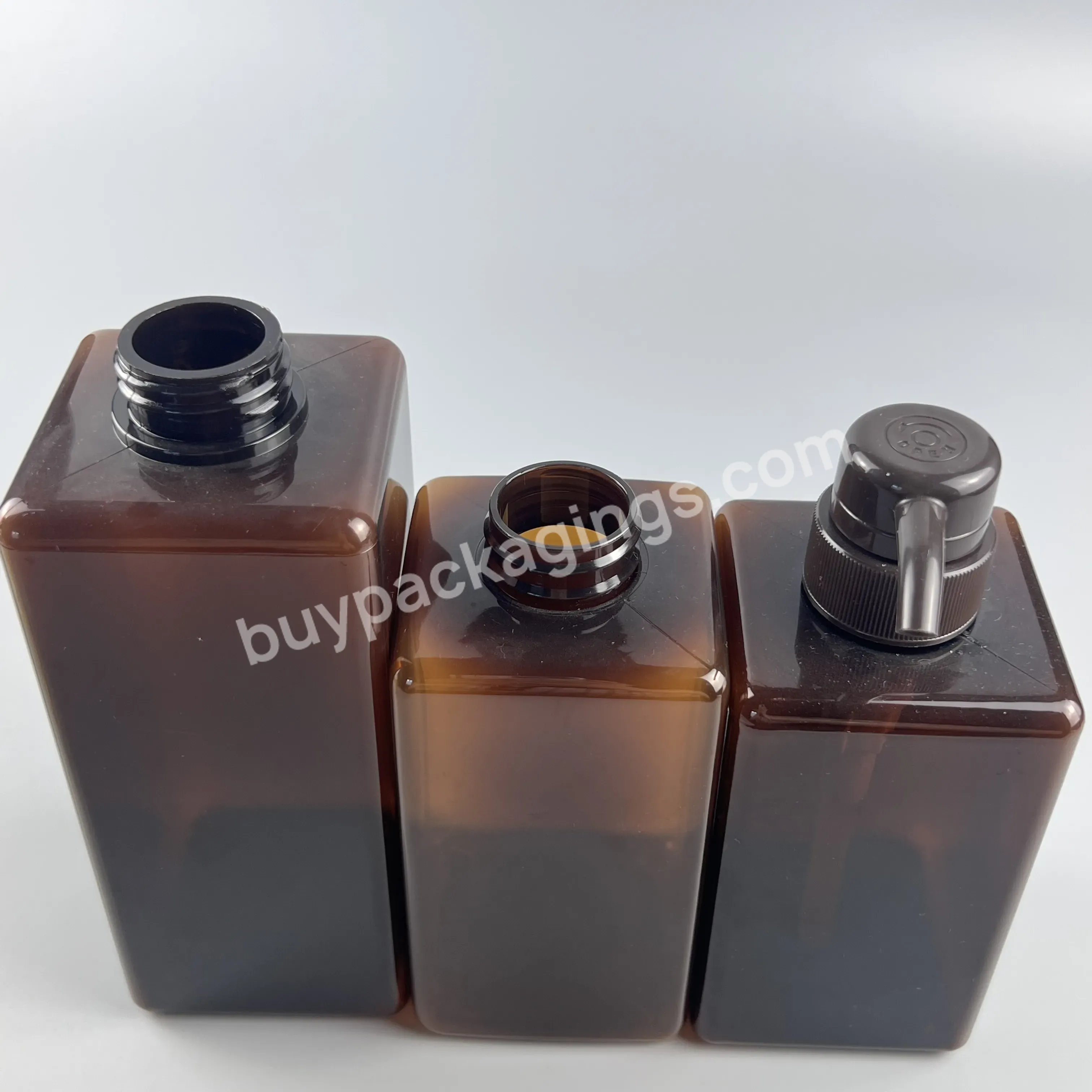 Hot Selling Oem Amber Square Shape 500ml Empty Pet Lotion Pump Bottle Manufacture