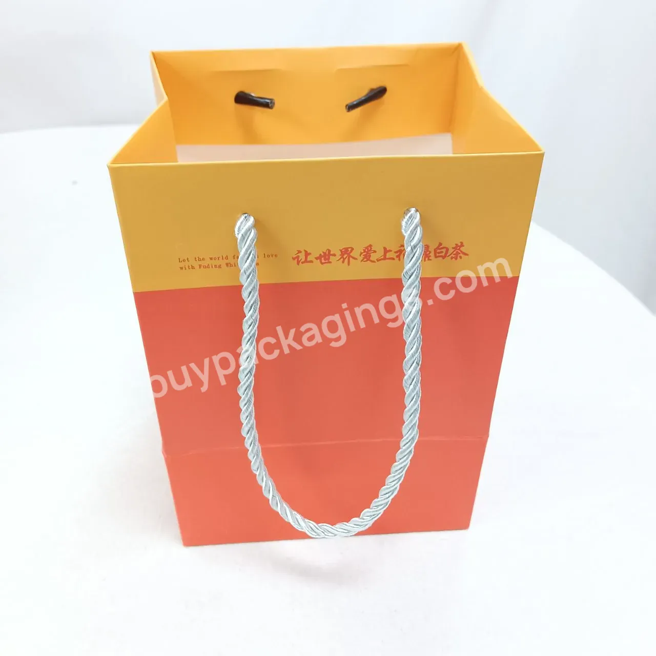 Hot Selling Orange Small Handle Paper Bag Custom Printed With Your Logo Wedding Gift Paper Bag For Hanging Out